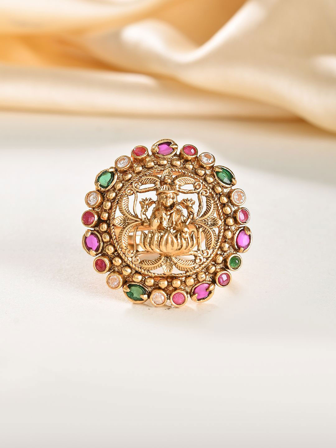 Voylla Gold-Plated Opulence Kanaka Lakshmi Temple Ring