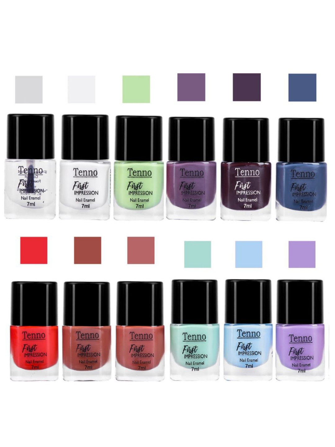 Tenno Set Of 12 First Impression Nail Enamel - 7 ml Each - Combo - 24