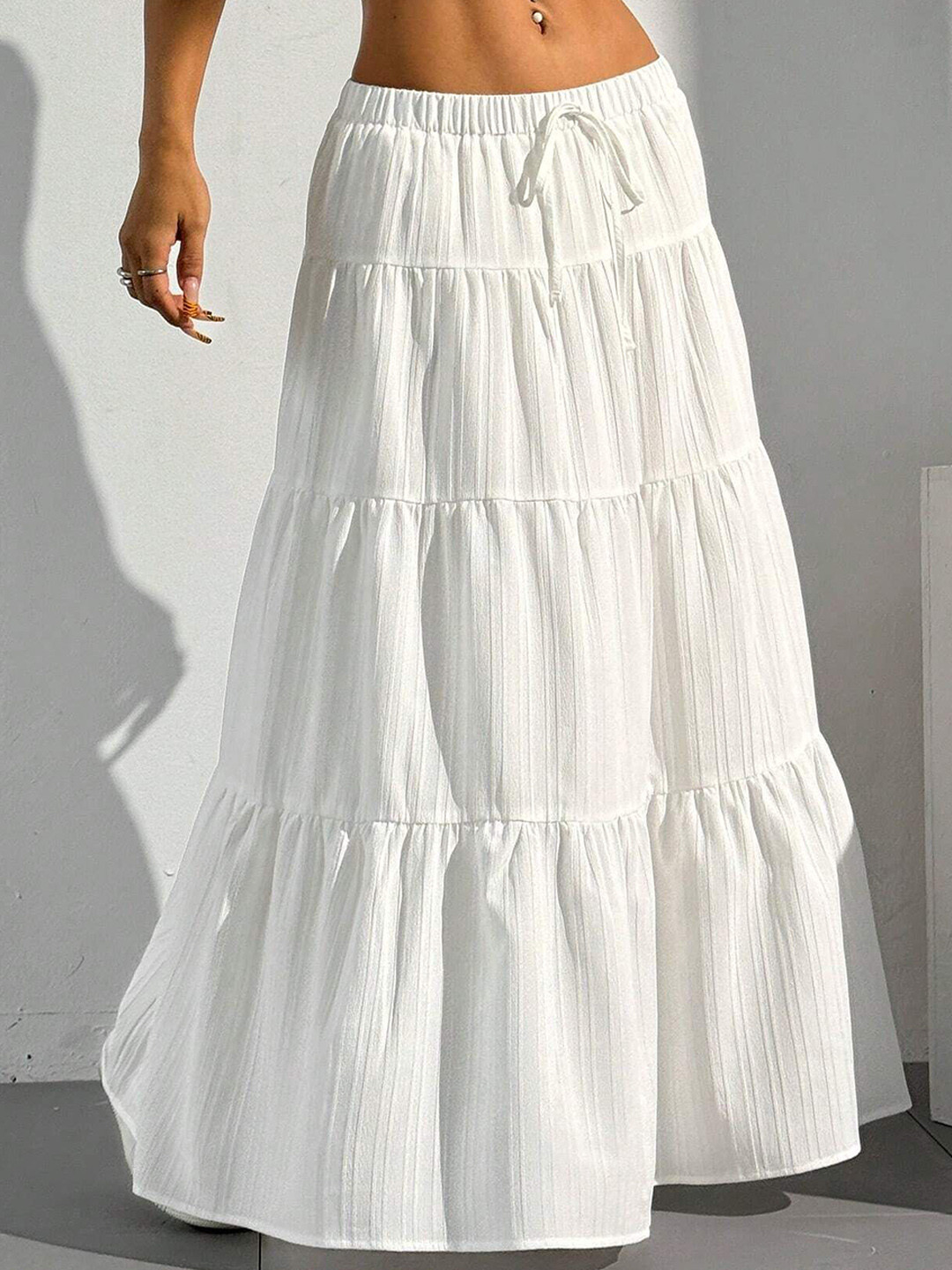 FLOWERVELLY Gathered Flared Maxi Skirt