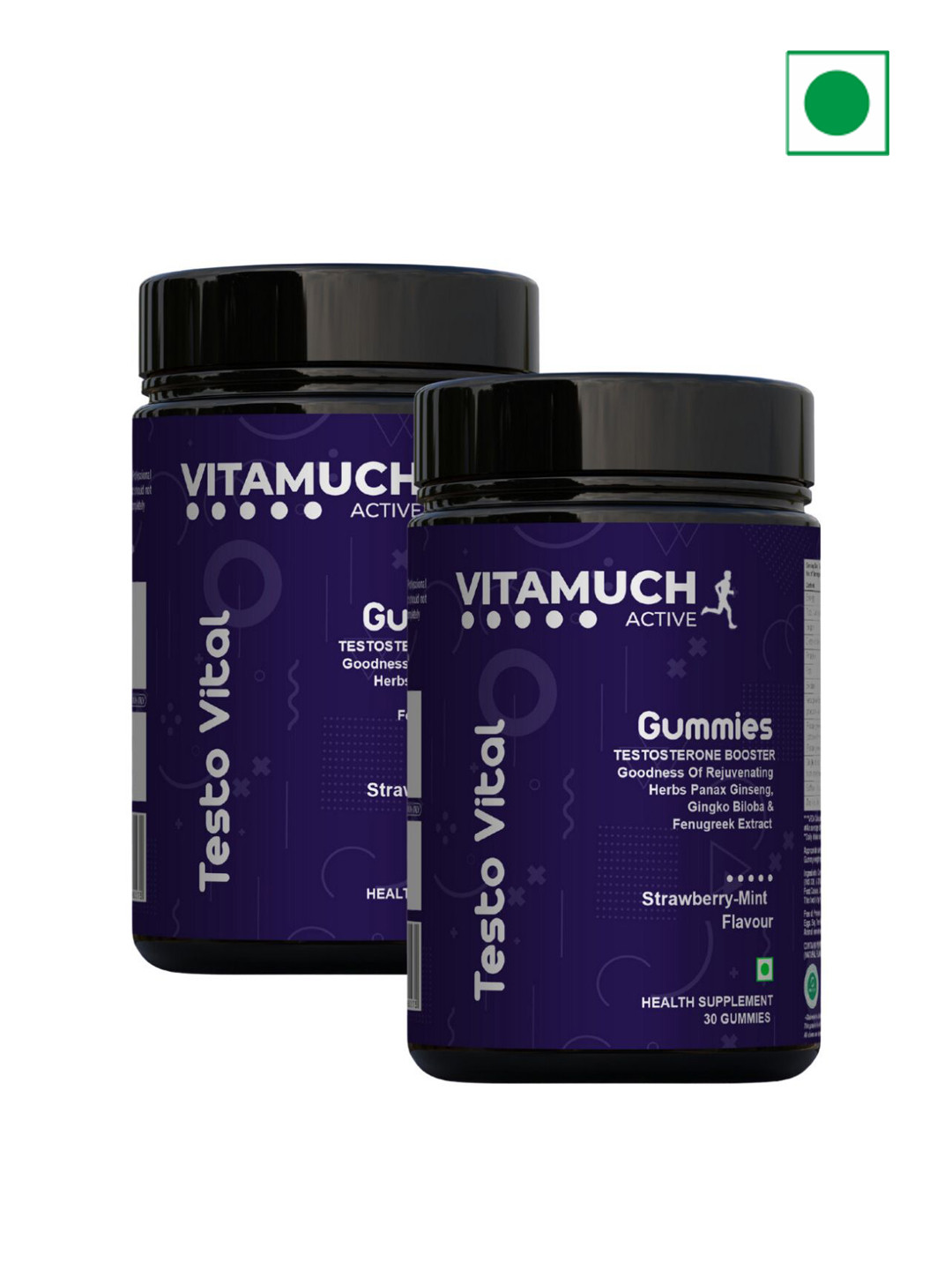 Vitamuch Set Of 2 Testo Vital Gummies - 30 Gummies Each - Strawberry Mint Flavor