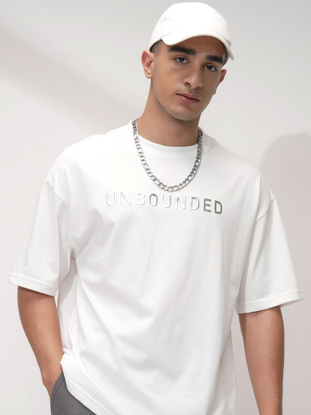 HIGHLANDER Men Typography Printed Drop-Shoulder Sleeves Oversized T-shirt