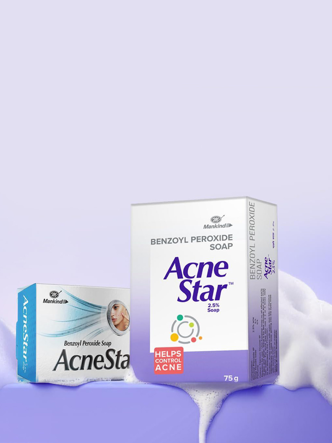 AcneStar Set Of 10 2.5% Benzoyl Peroxide Soap For Acne Prone Skin - 75 g Each