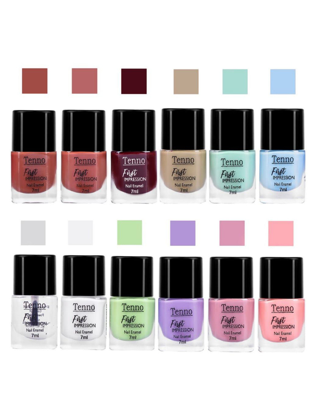Tenno Set Of 12 First Impression Nail Enamel - 7 ml - Combo 18