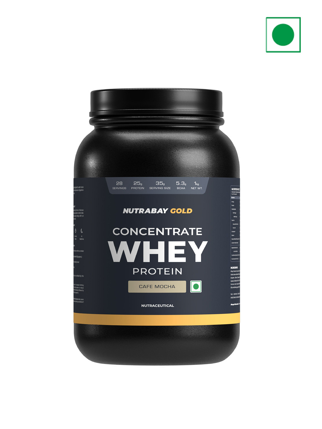 Nutrabay Concentrate Whey Protein- 1 Kg- Cafe Mocha