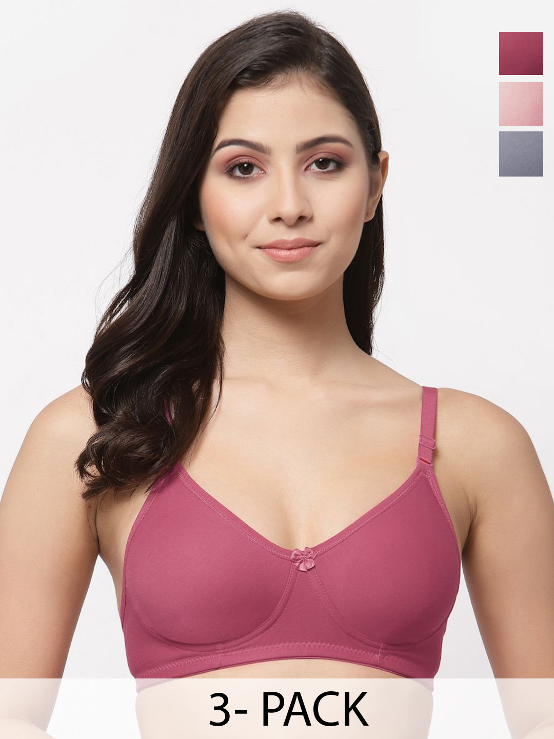 College Girl cg1301 Women Pack Of 3 Full Coverage Non Padded Non Wired Regular T-shirt Bra