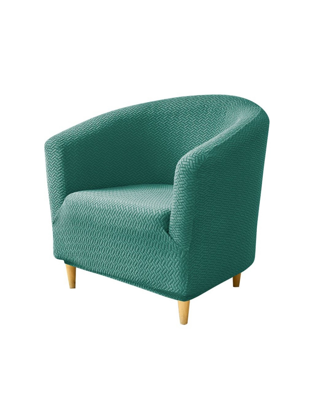 HOKIPO Continental Green Premium Jacquard Stretchable Tub Chair Cover Slipcover