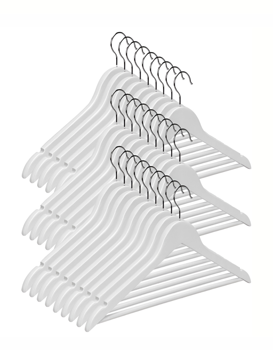 ASH AND ROH White 30 Pieces Wooden Clothes Bar Hanger