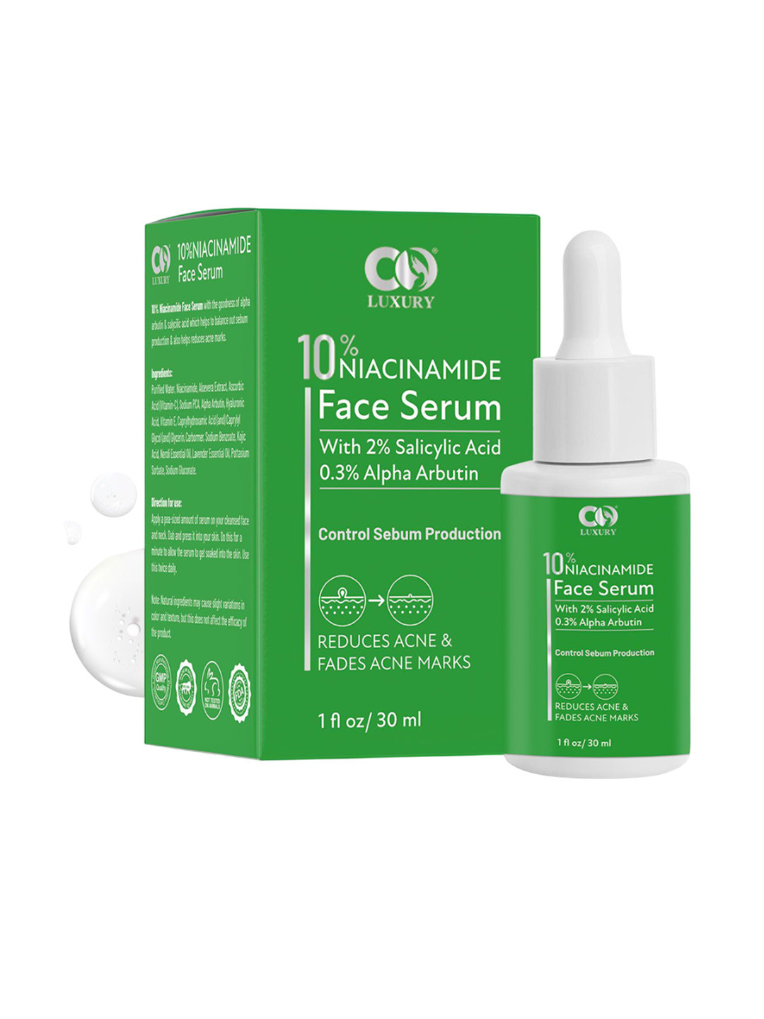 CO LUXURY 10% Niacinamide Face Serum For Acne & Blemishes - 30 ml