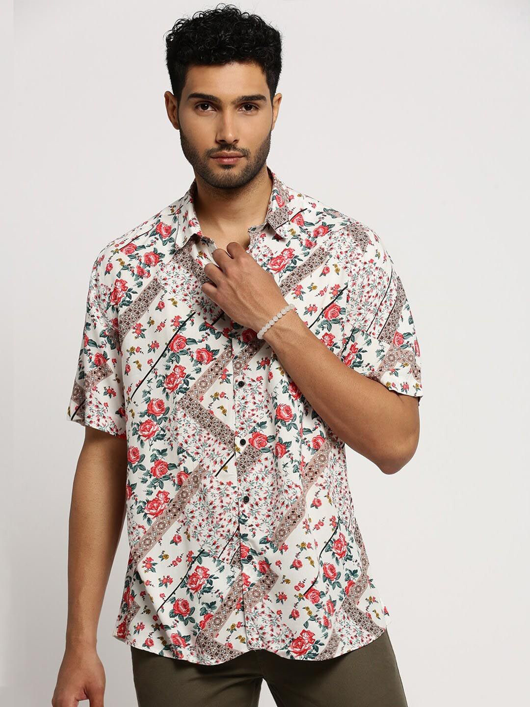 TIGER SNAKE Men Comfort Floral Opaque Printed Casual Shirt
