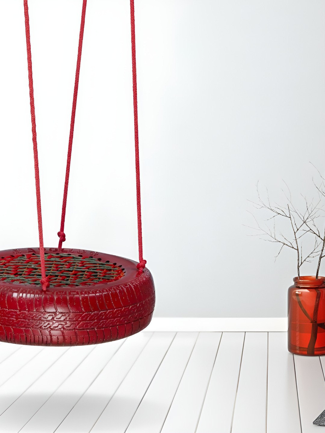 Swingzy Red & Grey Textured Tyre Hammock Swing