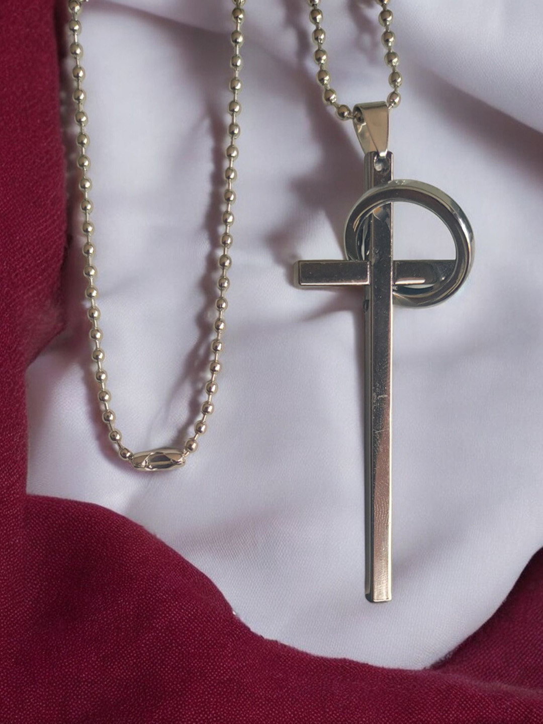 M Men Style Men Stainless Steel Style Corss Geometric Pendant