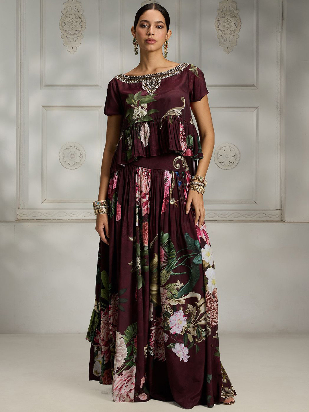 Rivaar By Rocky Star Floral Printed Top With Skirt Co-Ords