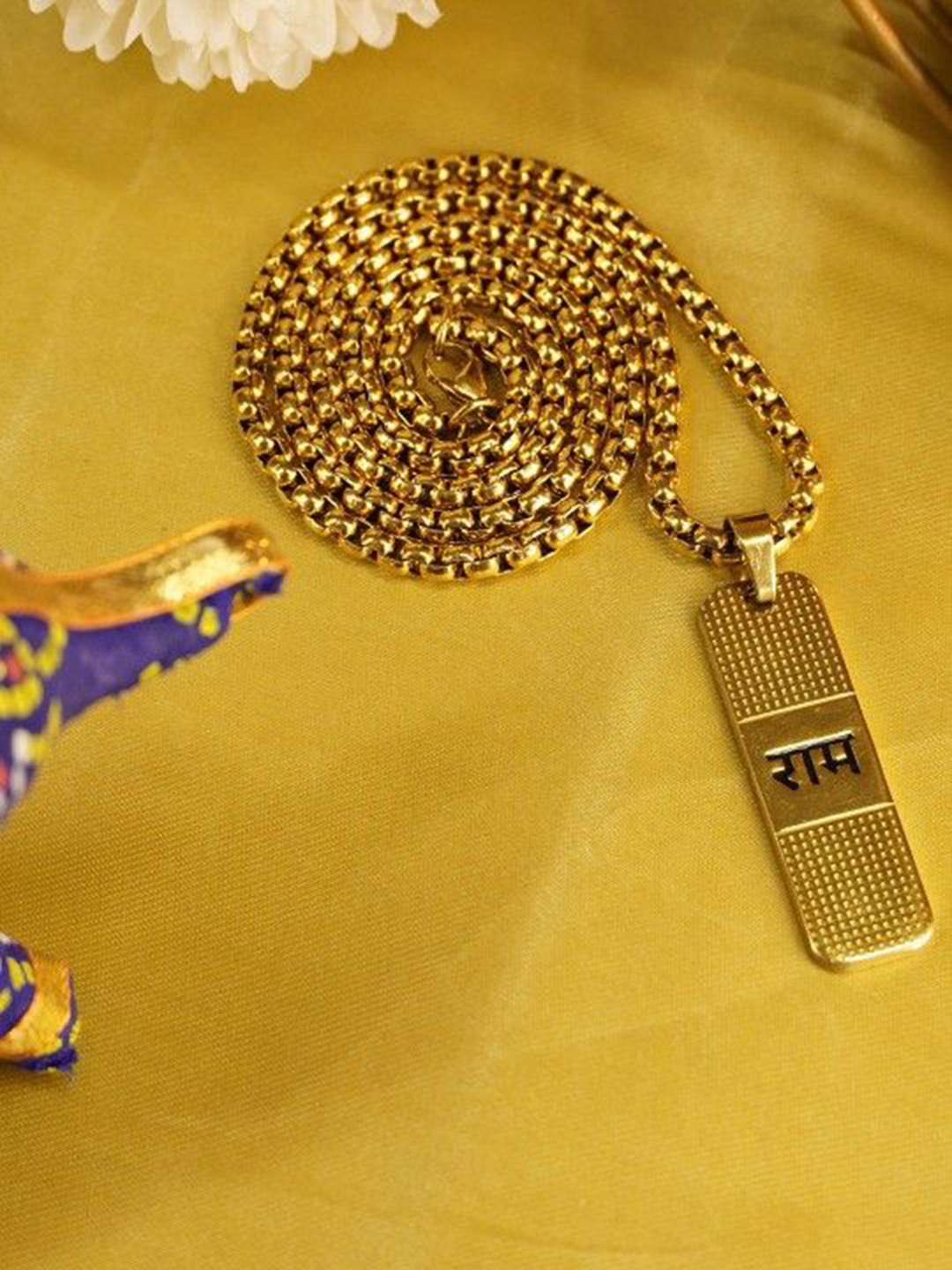 AGARWALPRODUCT Unisex Stainless Steel Gold-Plated Geometric Pendant With Chain