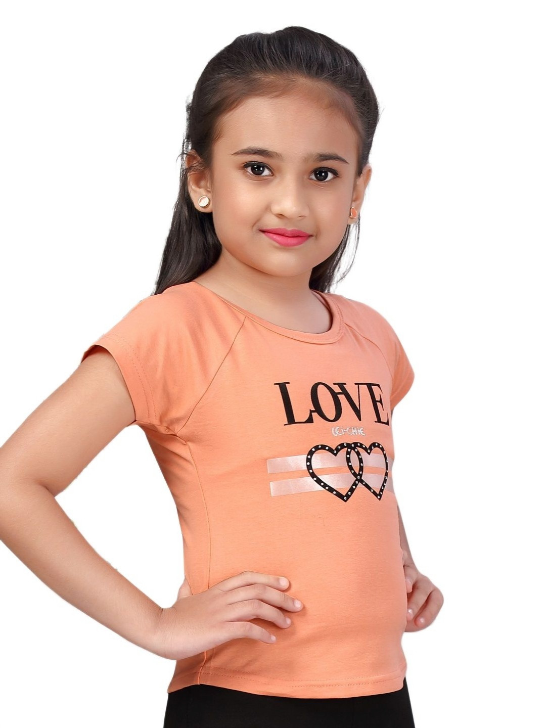 Lei-Chie Girls Typography Printed Pockets T-shirt