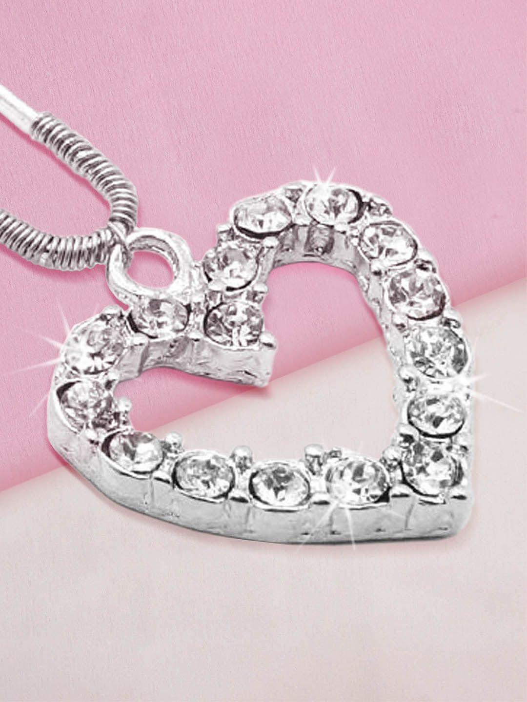 HAIR DRAMA CO. Women Crystal Heart Embellished Pendant U Pin