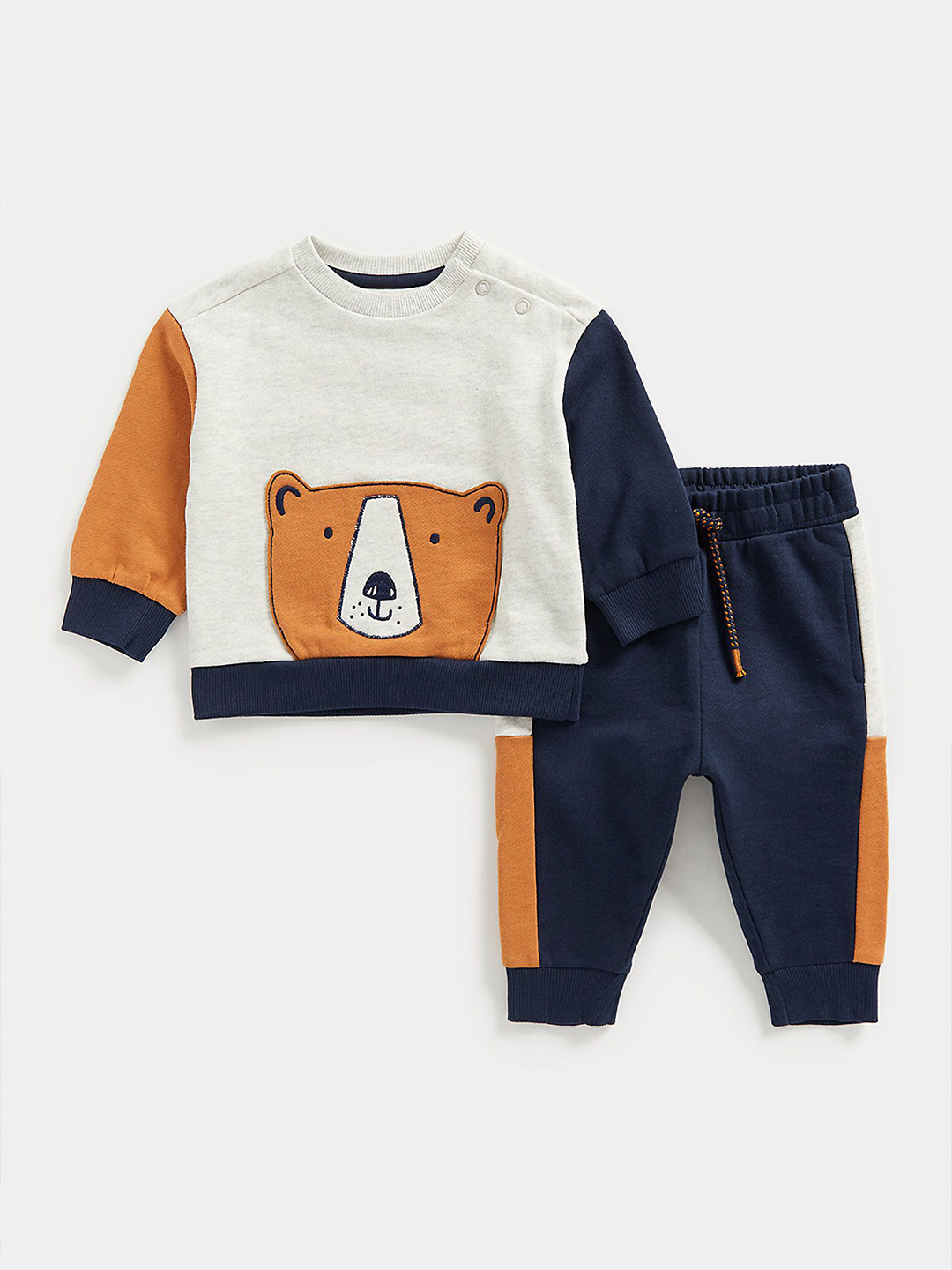 mothercare Boys Bear Printed Pure Cotton Sweatshirt With Joggers