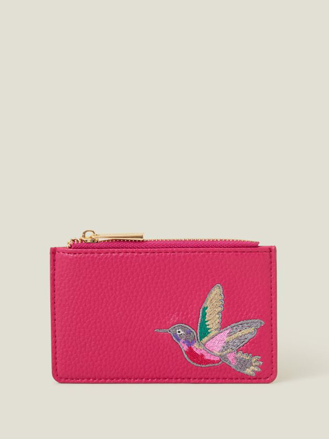 Accessorize Women Embroidered Hummingbird Faux Leather Card Holder