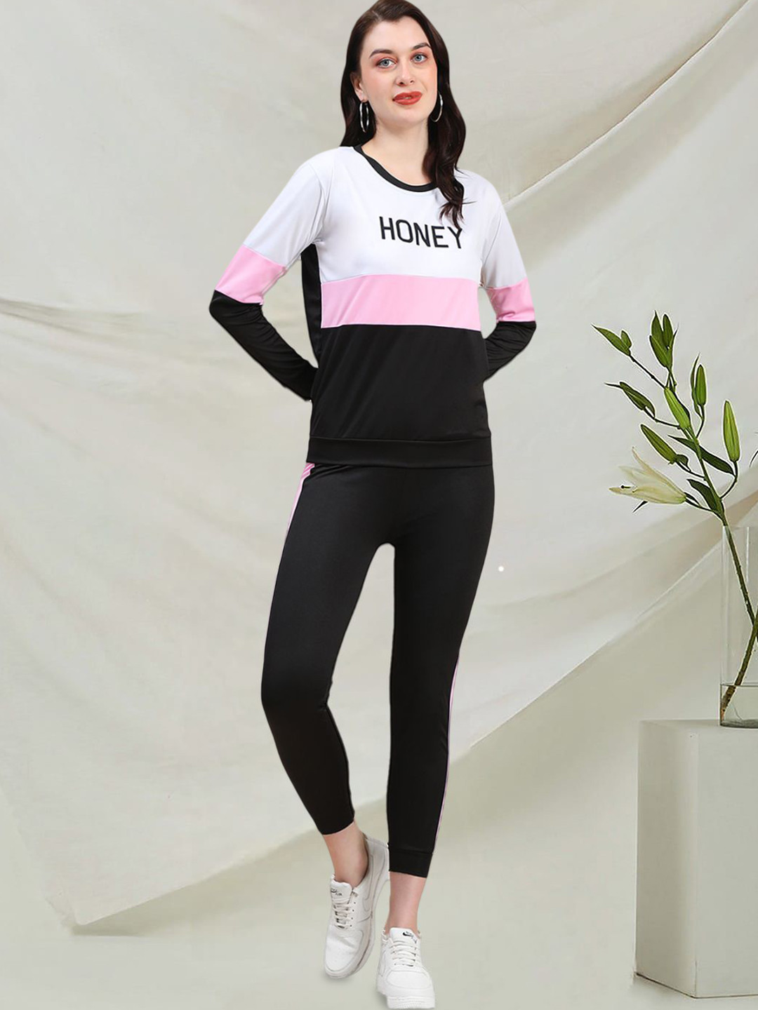 Moda Rapido Striped Round Neck T-shirt With Joggers Tracksuit