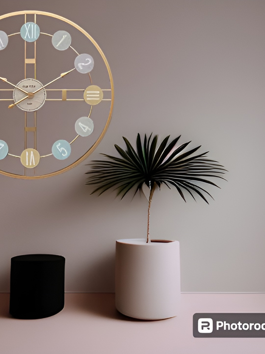 Nutts Copper-Toned & White Round Shaped Analogue Contemporary Wall Clock