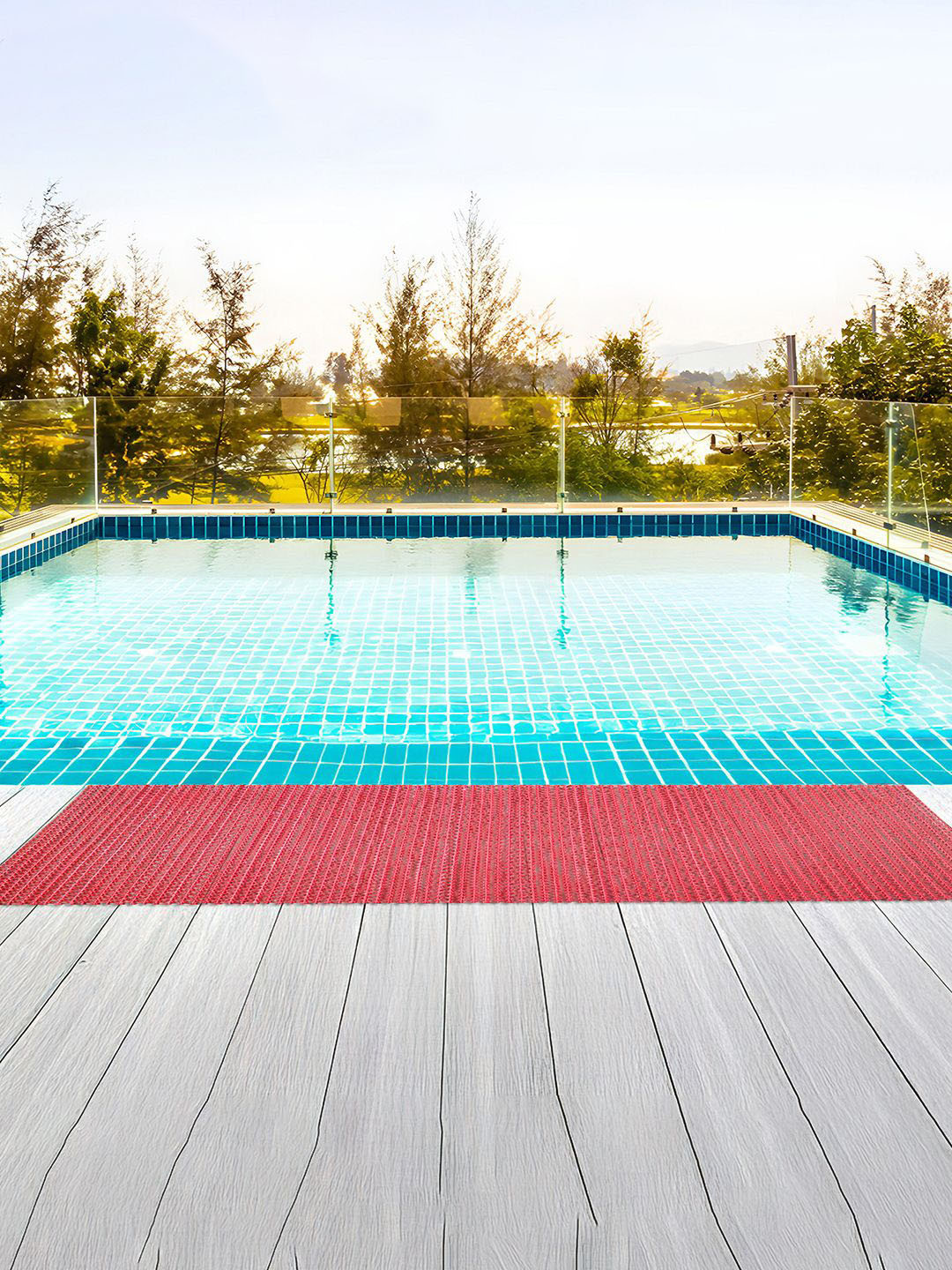 Kuber Industries Red Textured 110 GSM Anti-Slip Long Lasting Bath Rug