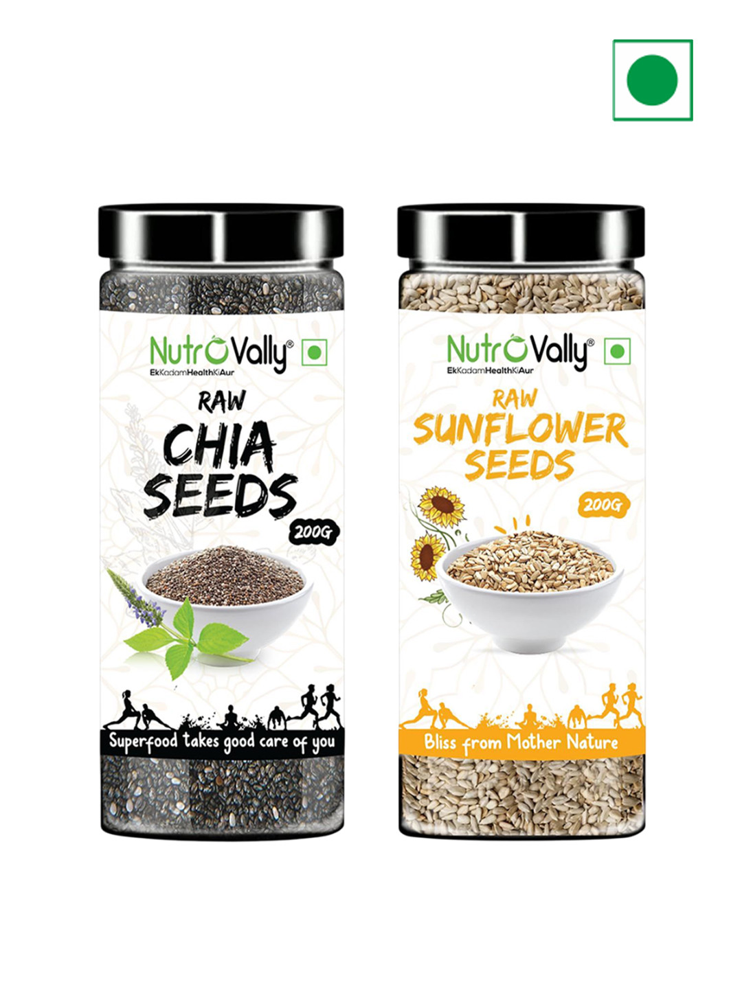 NutroVally Set Of 2 Sunflower & Chia Seeds 200 gm Each