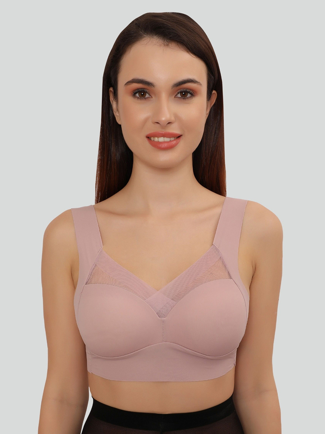 Glamoras Bra Full Coverage Lightly Padded Wirefree Mesh Lace Sports Bra