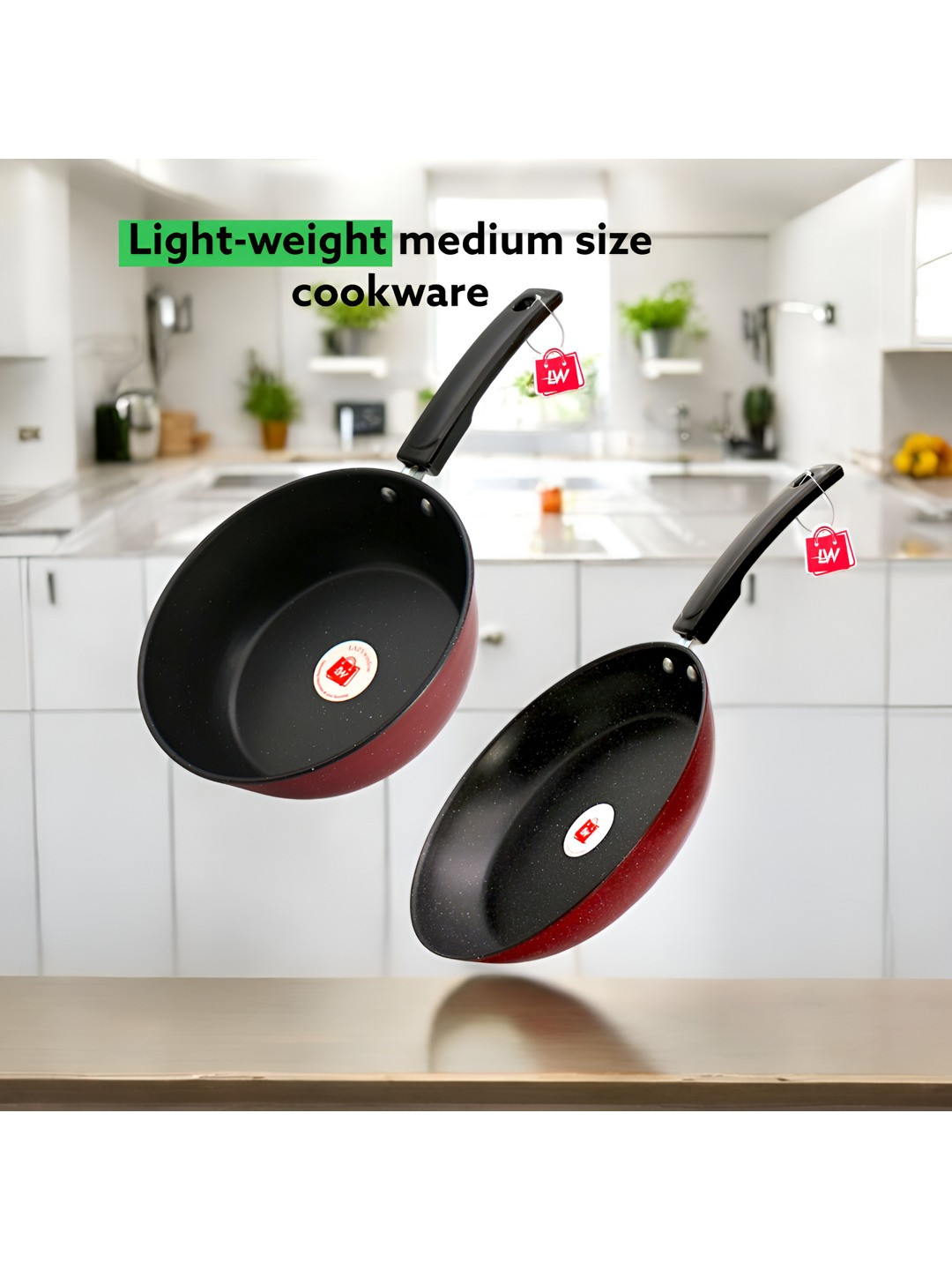 LAZYwindow Maroon Dishwasher Safe Metal Cookware Set of