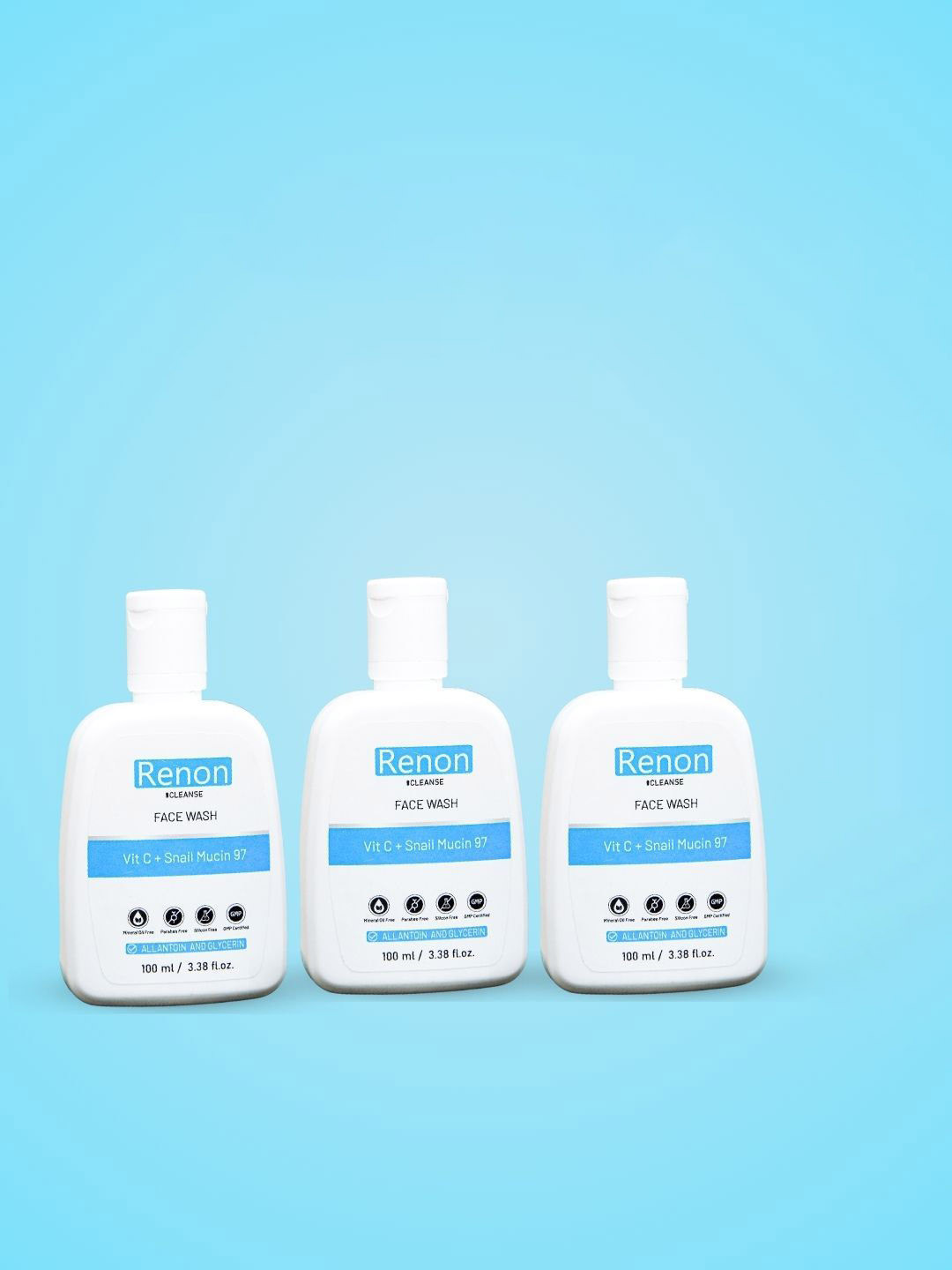 Renon Set Of 3 Vitamin C & Snail Mucin 97 Hydrating Facewash - 100 ml Each