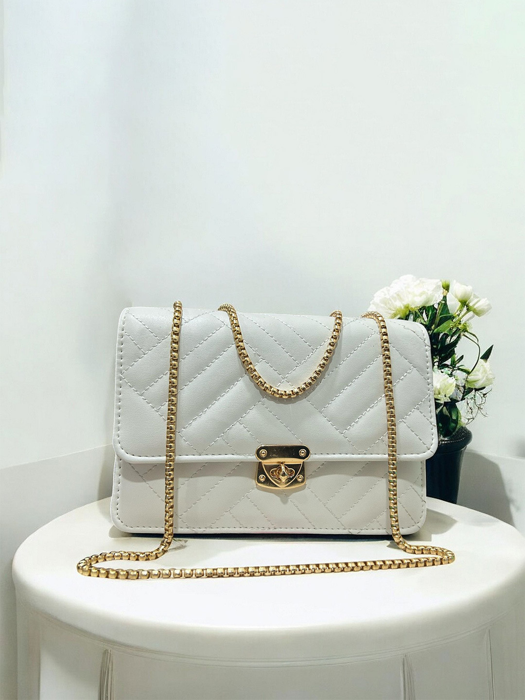 CLARIS JAMES Self Design Embroidered Crosslock Sling Bag