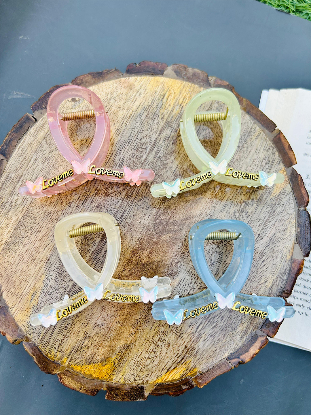 Radhya Accessories Women Butterfly Acrylic Hair Claws Pack of 2