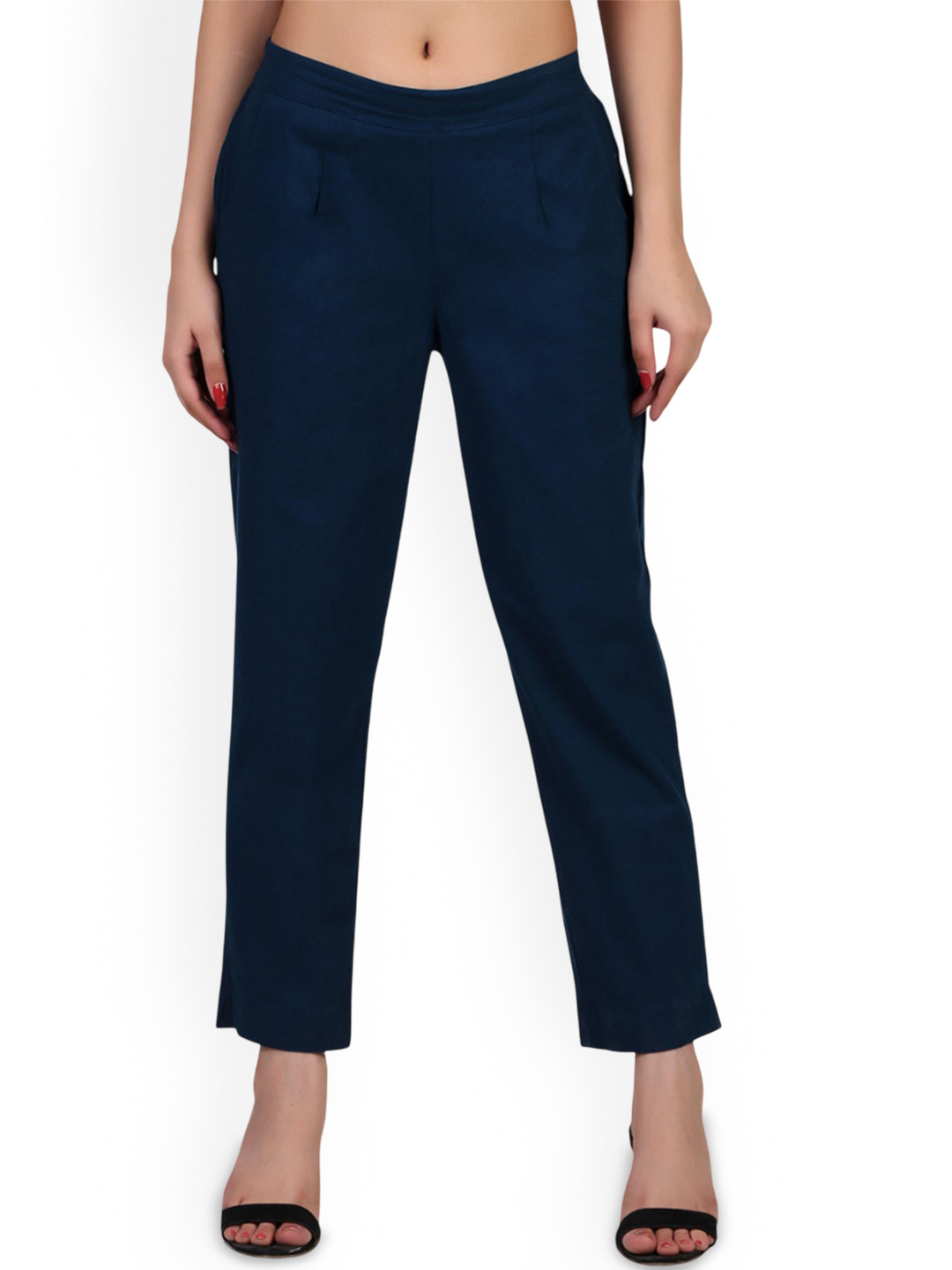 Laad Women Cotton Mid Rise Straight Trouser