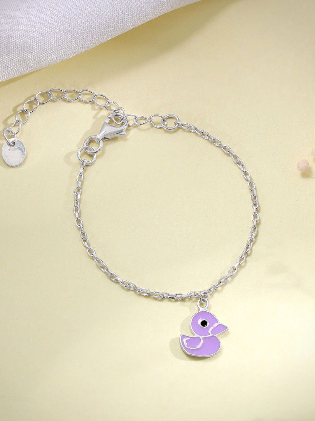 GIVA Kid's 925 Silver Rhodium-Plated Duck Anklets