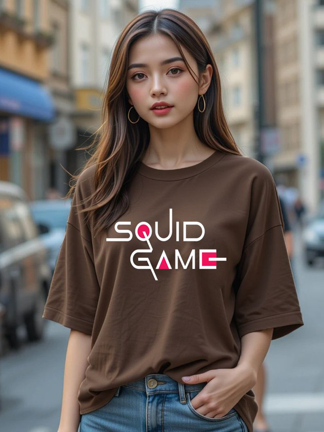 Genzy Squid Game Printed Cotton Oversized T-shirt