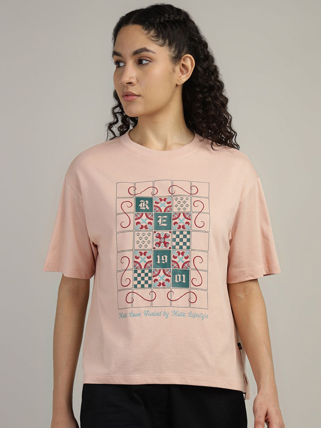 Royal Enfield Women Floral Extended Sleeves T-shirt