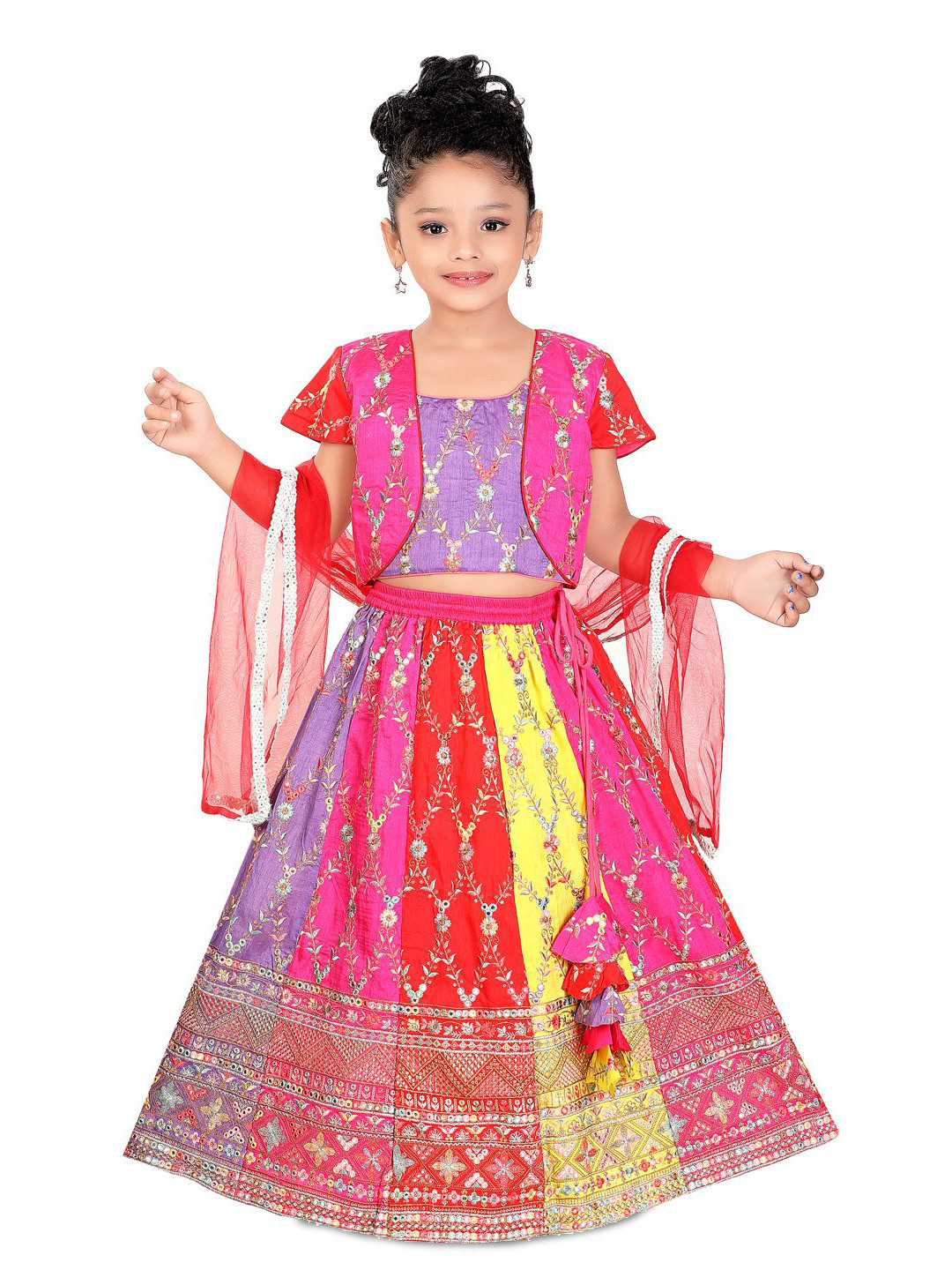 Pragya Exclusive Girls Embroidered Thread Work Ready to Wear Lehenga &