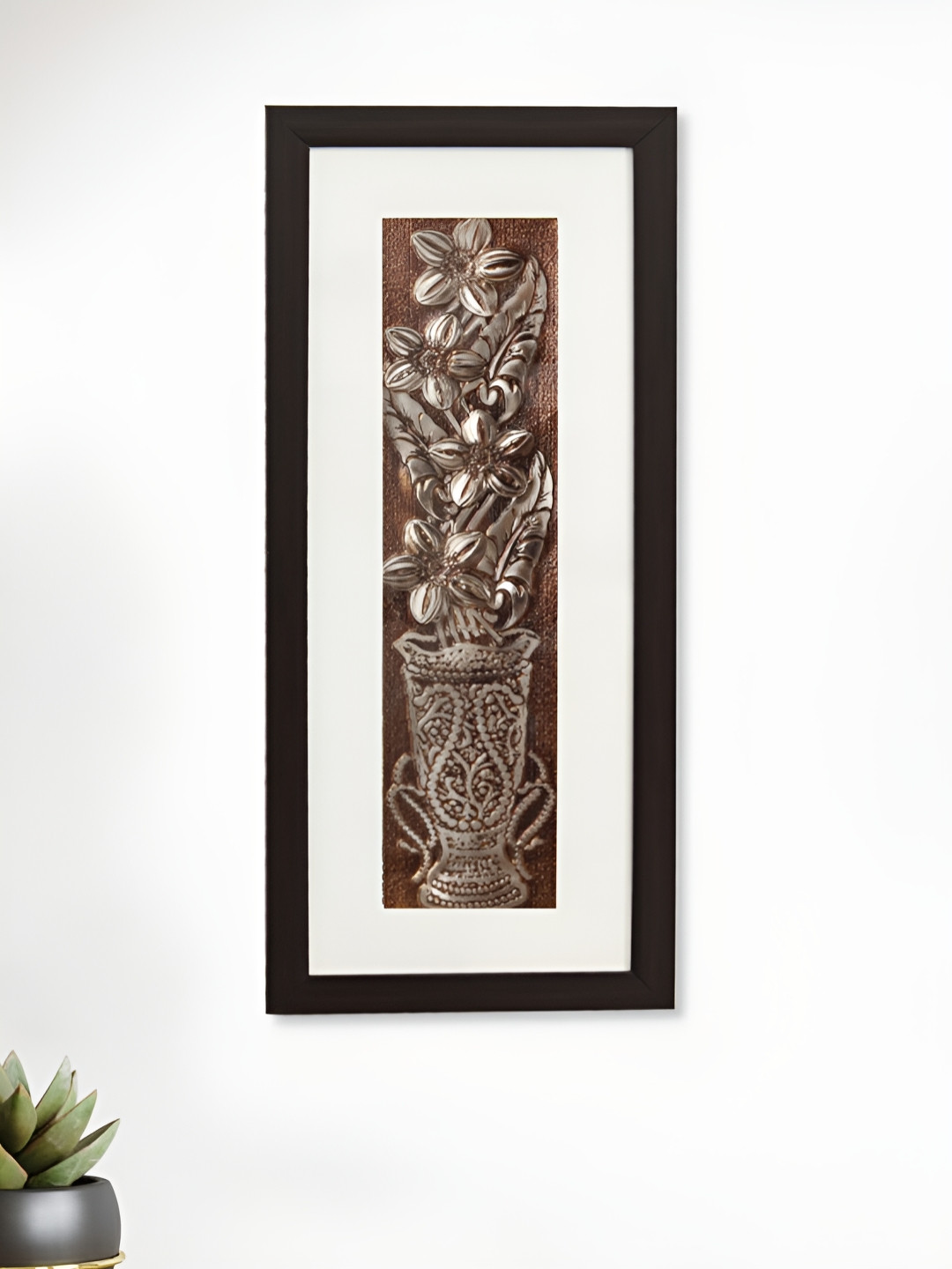 SHREE KALA HOME DECOR Brown & White Synthetic Wood Floral and Botanical Wall Art