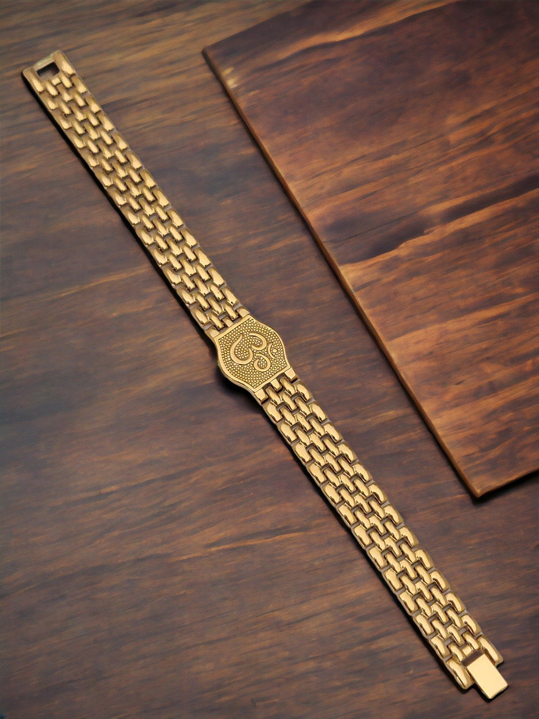 LAKSH Men Stainless Steel Gold-Plated Armlet Bracelet