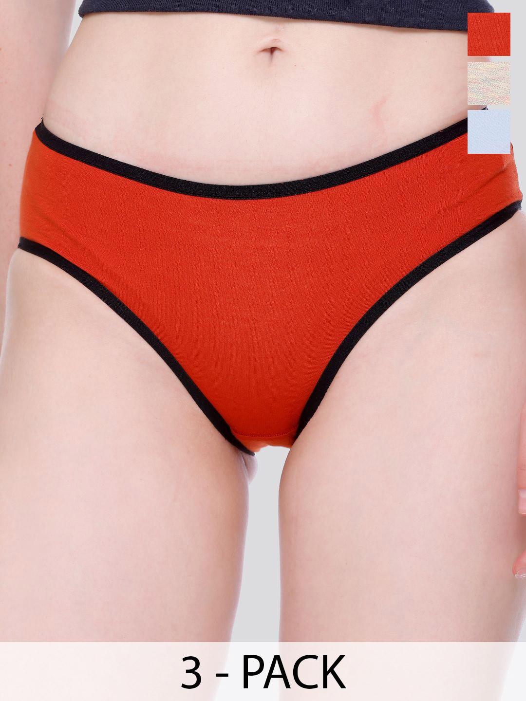 Skidlers Pack Of 3 Super Combed Cotton Hipster Briefs 3SKD-BRIEF-46-CREAM-20-RUST-20-SKY-S