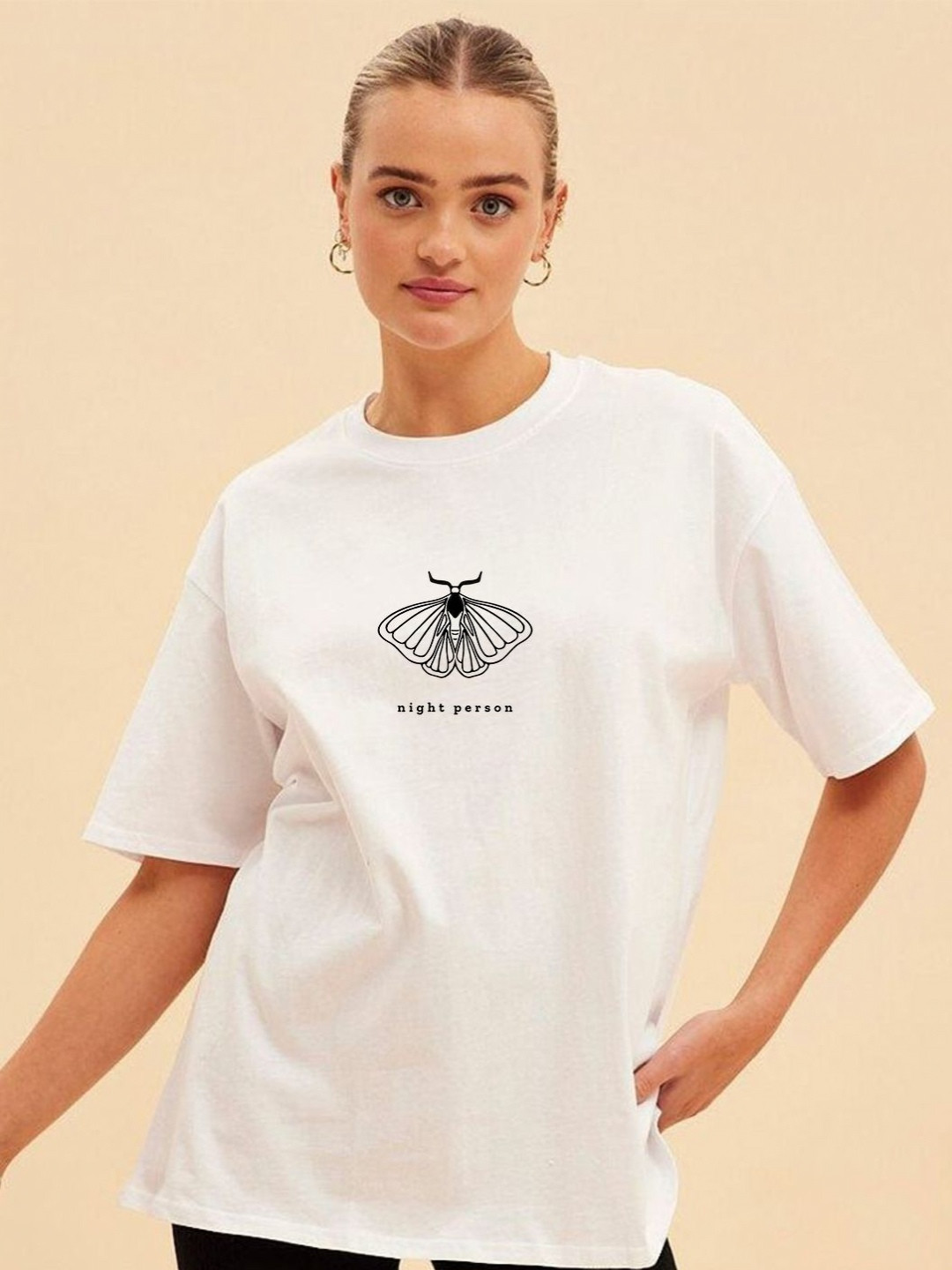 StyleCast Night Person Graphic Oversized Cotton T-shirt