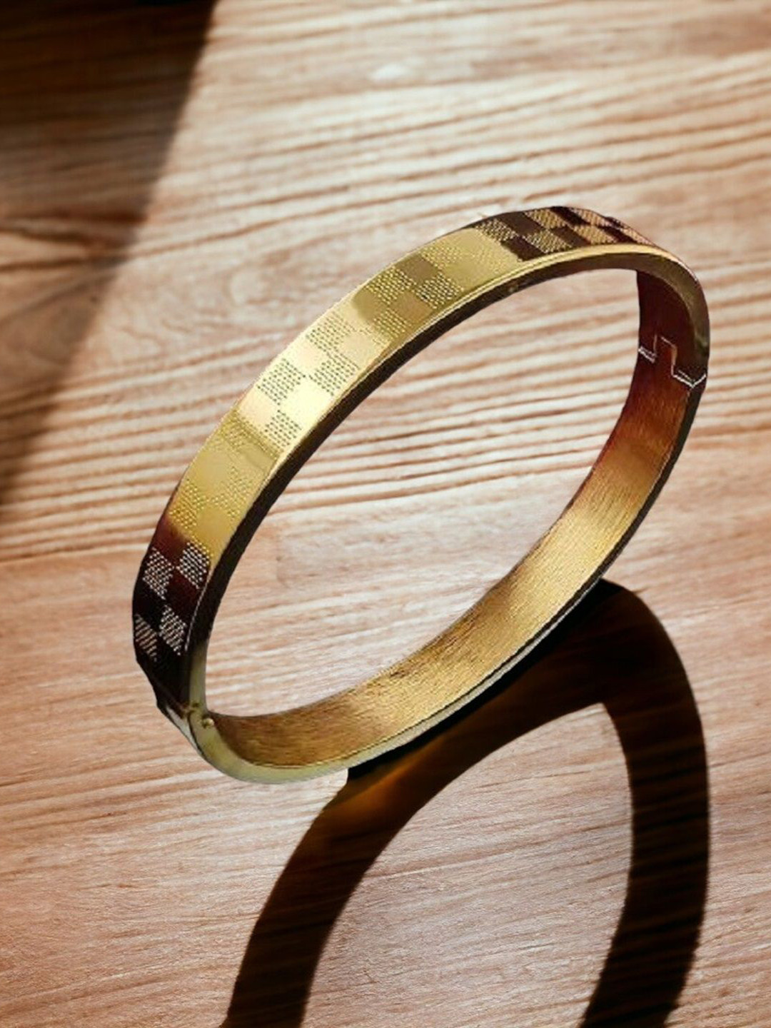LAKSH Men Stainless Steel Gold-Plated Kada Bracelet