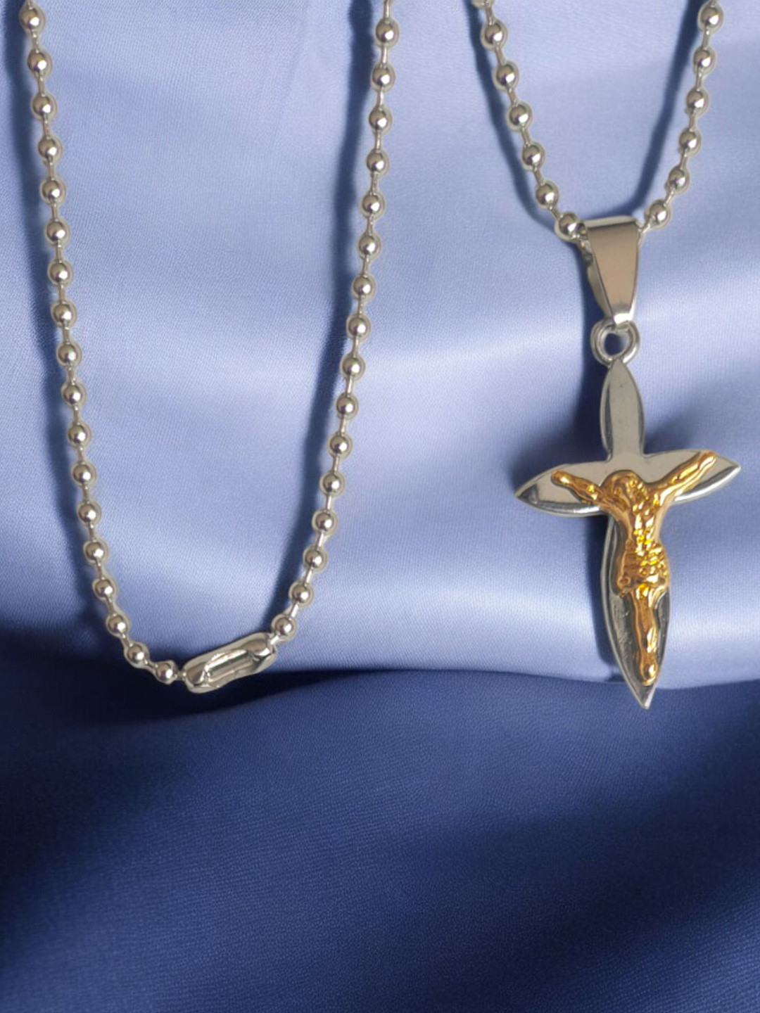 M Men Style Stainless Steel Gold-Plated Cross Pendants