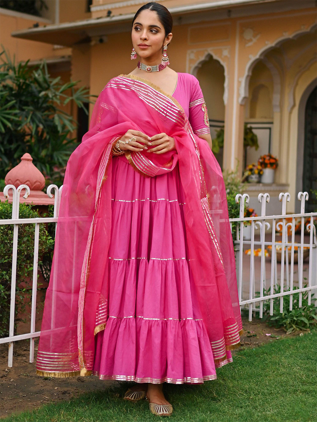 Lavanya The Label Women Angrakha Gotta Patti Pure Cotton Kurta with Trouser & Dupatta