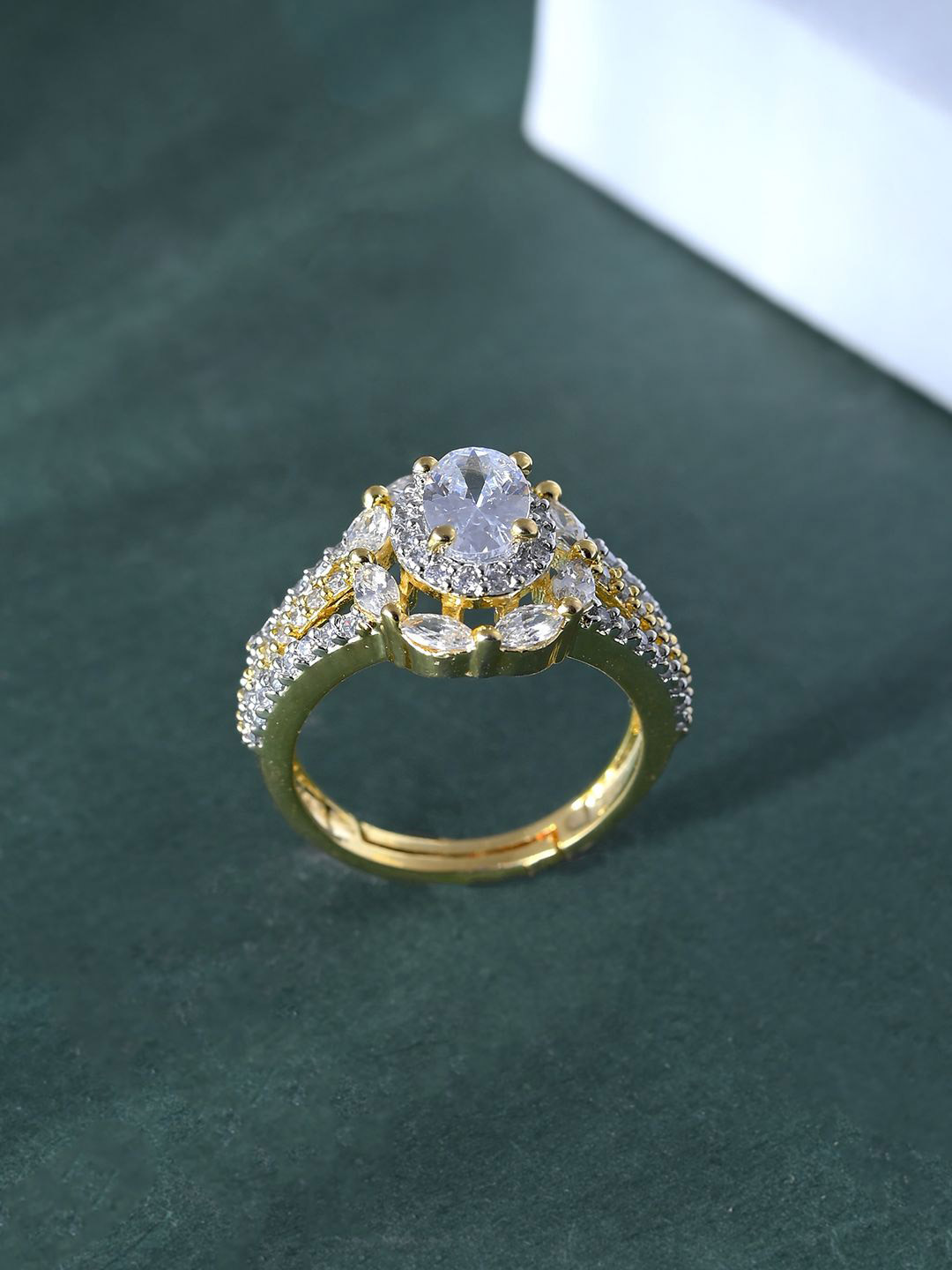 Voylla Sparkling Elegance Elysian Vine American Diamond Studded Finger Ring