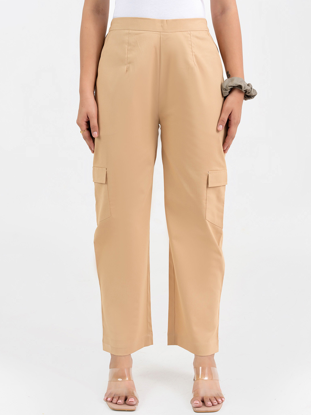 Moda Rapido Women Relaxed Fit Mid-Rise Flat-Front Cargo Pants