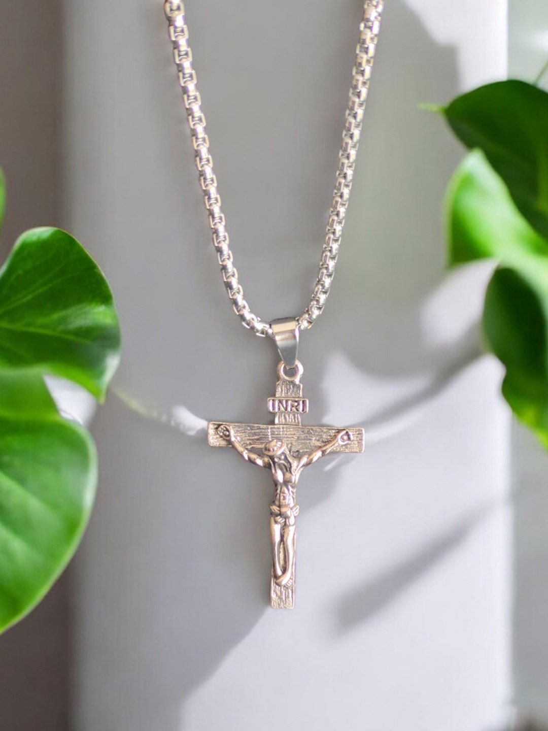 M Men Style Men Stainless Steel Style Corss Geometric Pendant