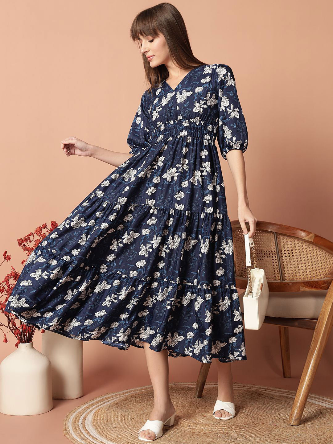 Femvy Women Floral Printed Anarkali Kurta