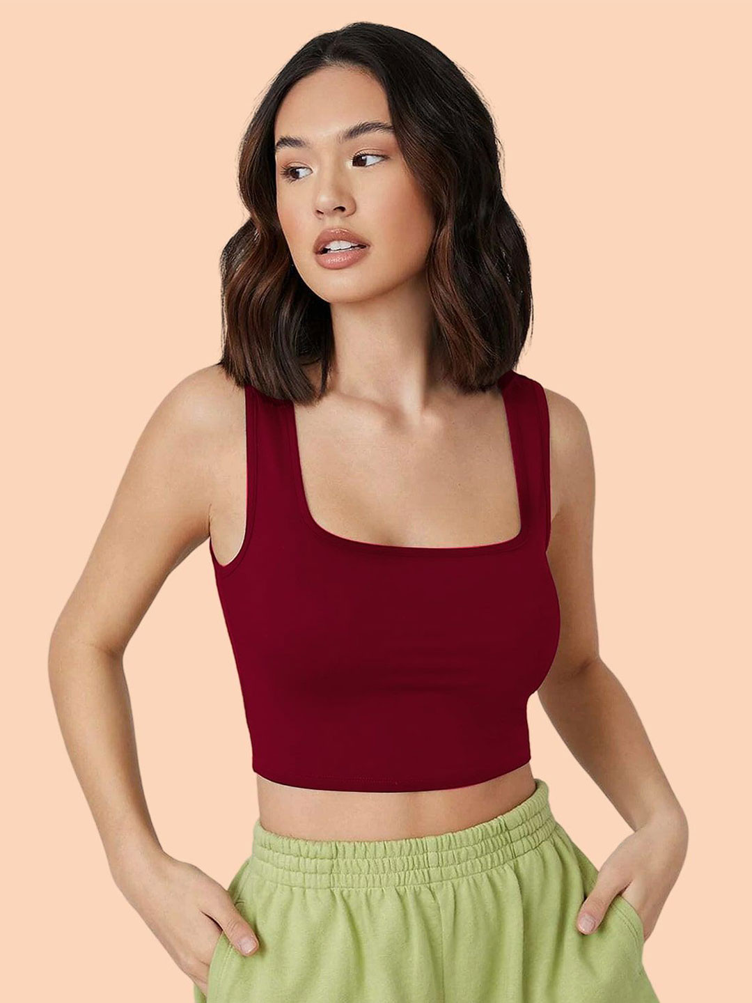 DressBerry Women Square Neck Tank Crop Top