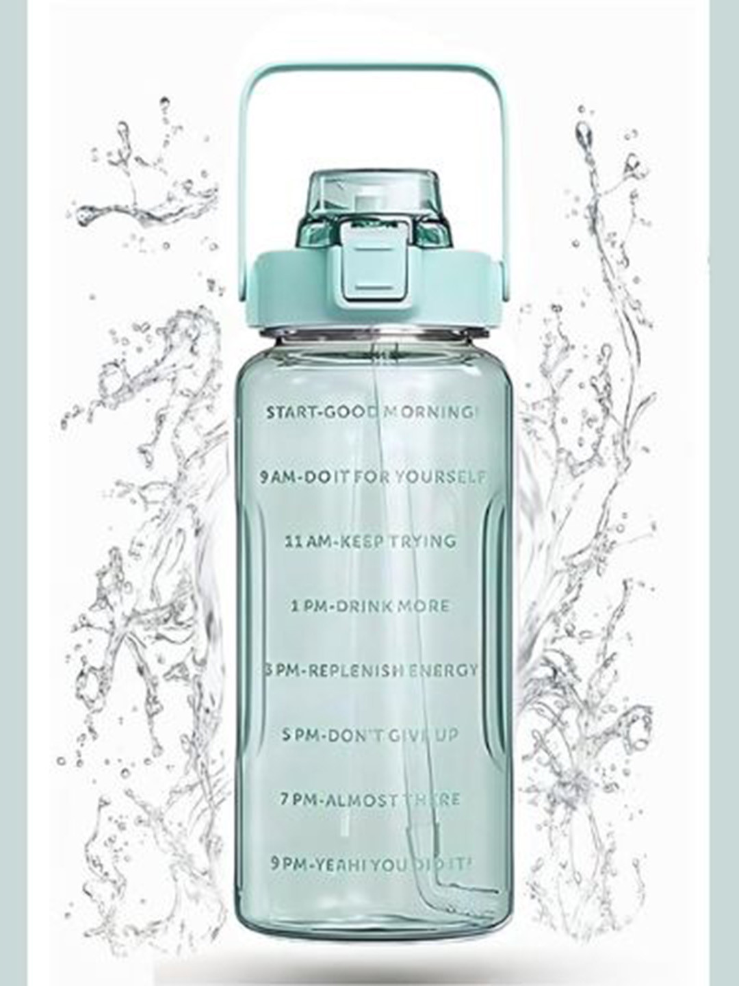 ReeQ Motivational Sea Green Typography Plastic Airtight Sipper - 2L