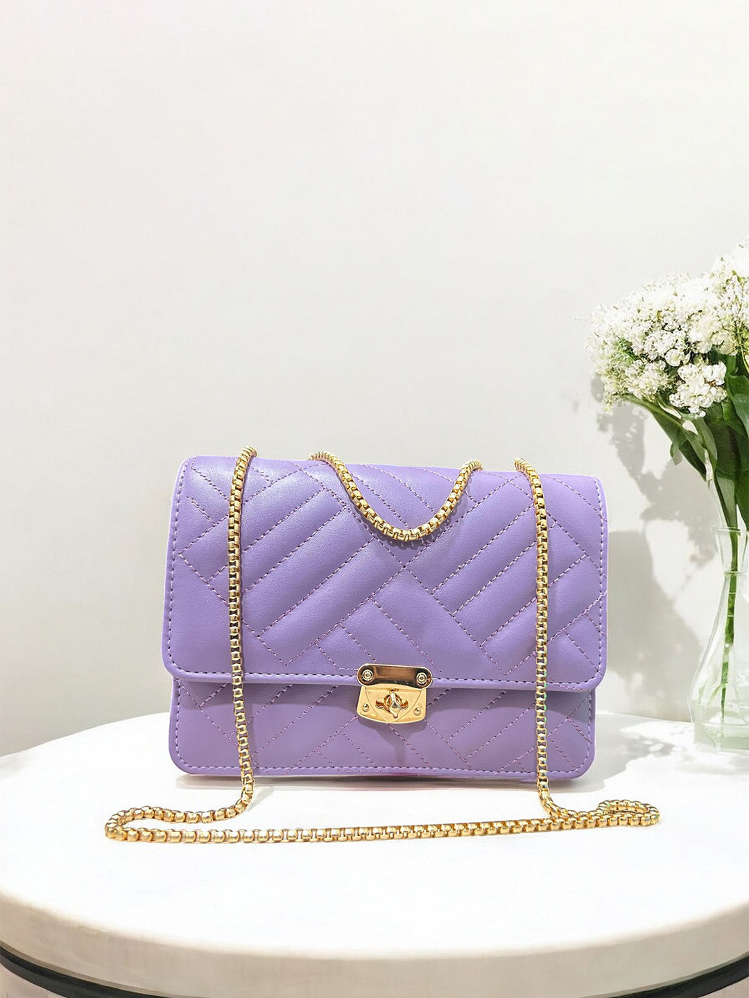 CLARIS JAMES Self Design Embroidered Crosslock Sling Bag