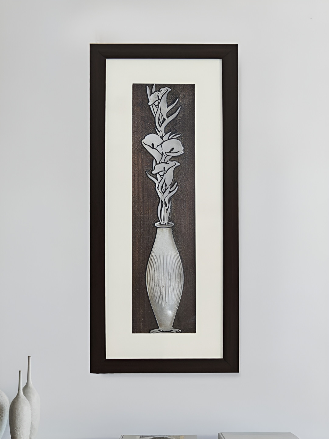 SHREE KALA HOME DECOR Brown & White Synthetic Wood Floral and Botanical Wall Art